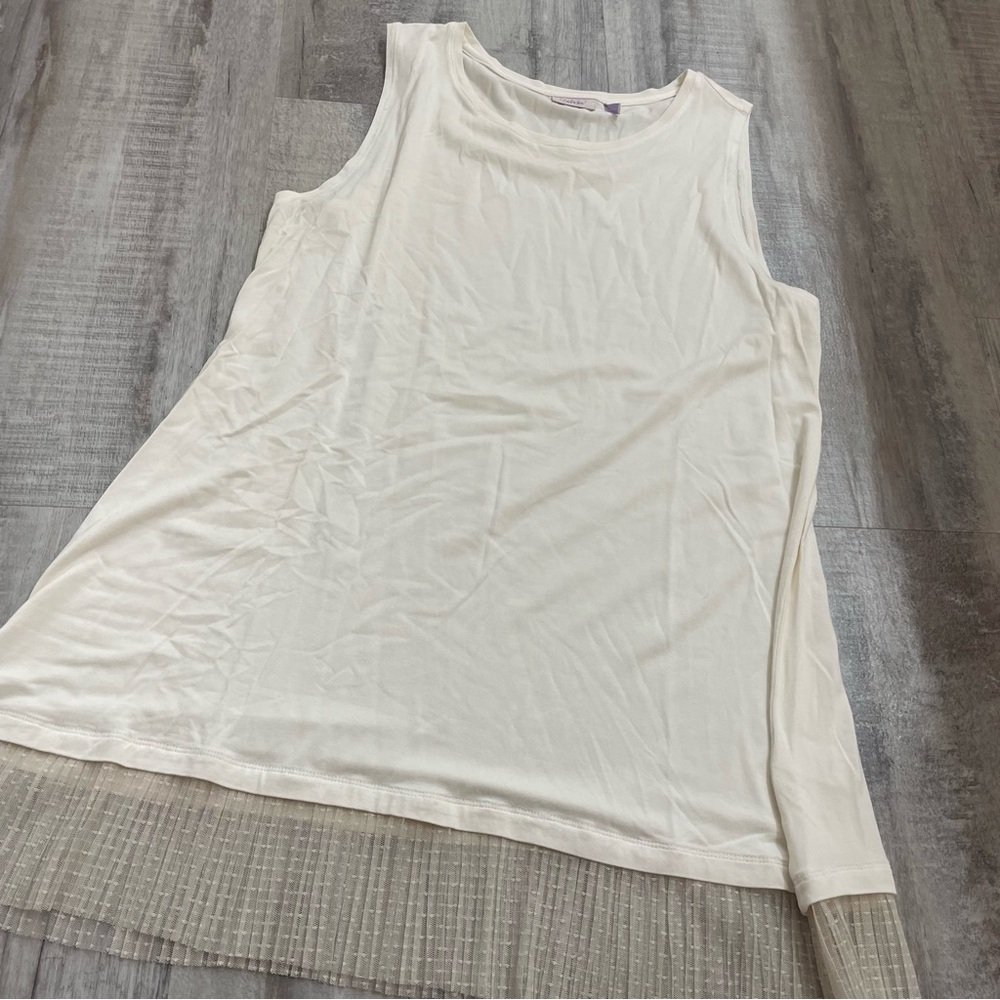 Logo Layers Cream Lace Bottom Tank XL